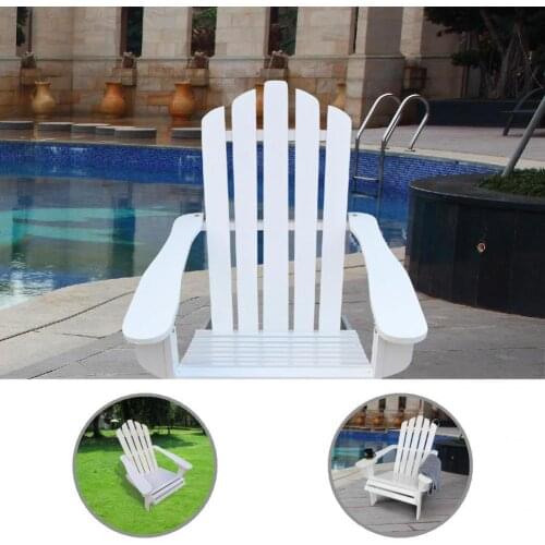 Wood 1 Set Decorative Wooden White Deck Chair Lounge Anti-rust Deck Chair Practical for Home