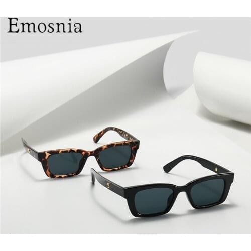 Emosnia Fashion Small Rectangle Sunglass Women Men Vintage Leopard Black Lens Classic Eyewear Square Luxury Eyewear Goggle UV400