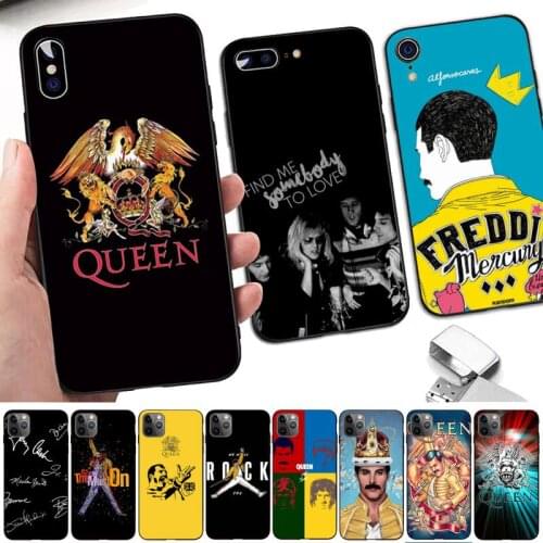 TOPLBPCS Freddie Mercury Queen Phone Case for iPhone 8 7 6 6S Plus X 5S SE 2020 XR 11 12 pro XS MAX