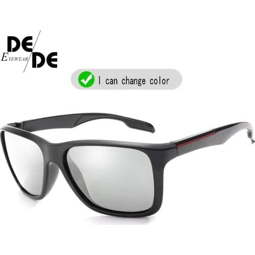 Hot Sale Photochromic Sunglasses Men Polarized Chameleon Discoloration Sun Glasses For Men Fashion Square Driving Accessories