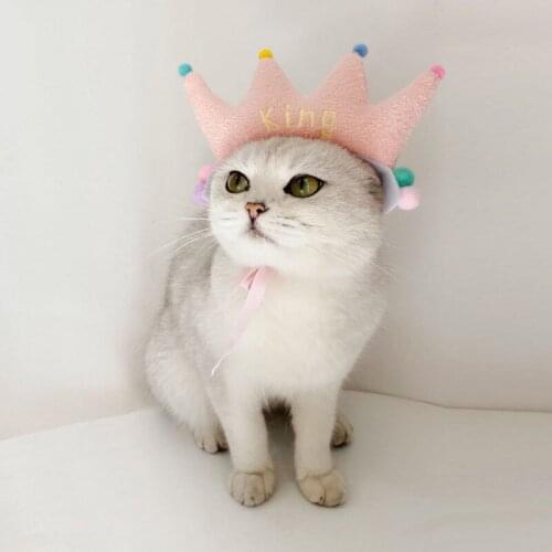 Crown Pet Dogs Caps With Cat Dog Birthday Costume Sequin Design Headwear Cap Hat Christmas Party Pets Accessories