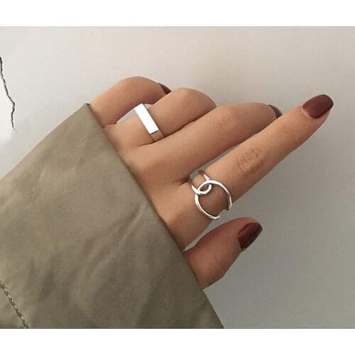 Creative Simple Geometric Ring Women Handmade Open Rings Minimalist Couple Engagement Party Jewelry Gifts Accessories