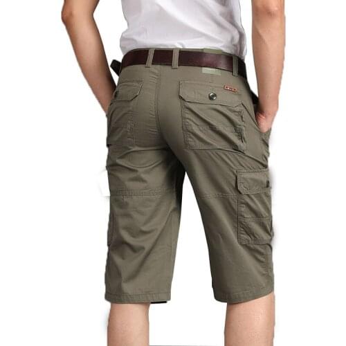 Summer Cargo Shorts Men Pure Cotton Military Casual Men Shorts Mid-waist Straight Many Pockets Short pantalones cortos hombre