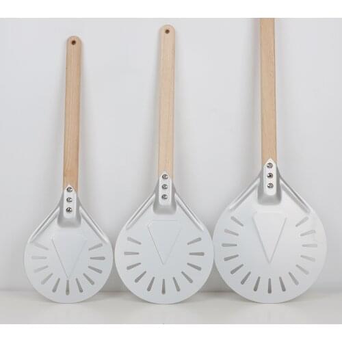 7 8 9 Inch Pizza Shovel Aluminum Pizza Turning Spatula Wooden Handle Pizza Peel Paddle Round Pizza Turner Kitchen Accessories