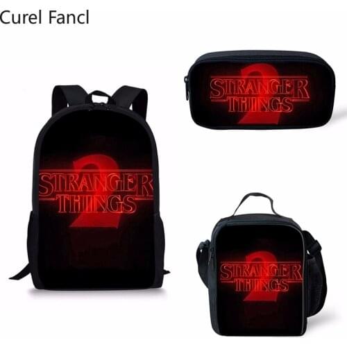 Fashion Customized Set Stranger Things Girl School Bag Kid Backpack Zipper Backpacks School Bag Teenager Girls Book Pencil Bags