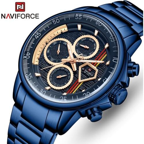 Mens Watches Top Luxury Brand NAVIFORCE Stainless Steel Quartz Watch for Men Business Casual Sports Male Clock Relogio Masculino