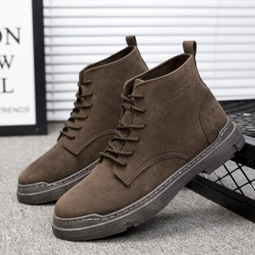 Men High Quality Leather Boots Male Spring Casual Motorcycle Ankle Botas Hombre Men Lace-Up Basic Boots Man Fashion Men Bootst65