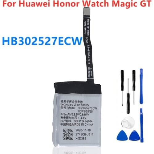 Original Replacement Battery For Huawei Honor Watch Magic GT HB302527ECW Genuine Watch Battery 178mAh + Free Tools