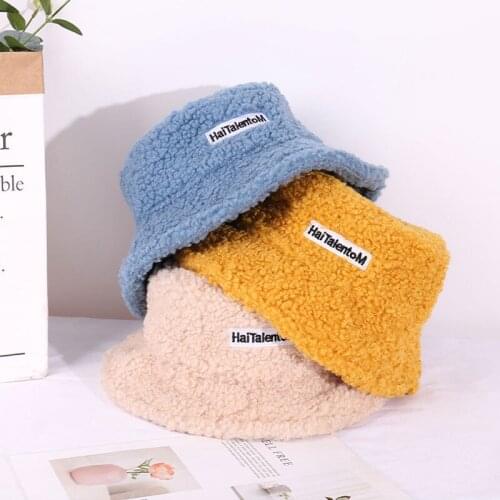 New Lamb Faux Fur Bucket Hat Thickened Warm Teddy Velvet Winter Hats For Women Lady Bob Panama Outdoor Plush Fisherman Hat
