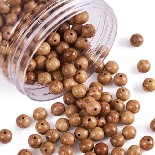 Pandahall 1 Box 6mm 8mm Round Undyed Wood Beads Waxed Wooden Beads Round for Jewelry Making DIY Bracelet Necklace Accessories