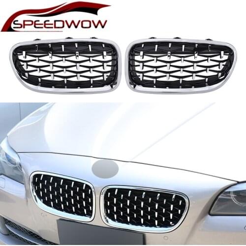 SPEEDWOW Car Front Grille Auto Front Kidney Grilles Racing Grills For BMW 5 Serise F10 2009-2017 Car Exterior Parts Black Silver