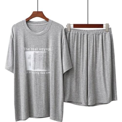 GPIce cream modal mens pajamas summer casual letter print loose oversized short sleeve shorts suit