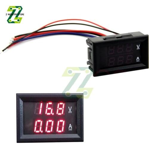 DC 0-100V 10A Digital Voltmeter Ammeter Dual Display Voltage Detector Current Meter Panel Volt Gauge 0.28" Red Blue/Red LED