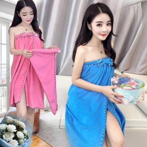 Wearable Bath Towel Cotton Adult Womens Wrap-around Bath Skirt Thicken Strapless Bra Super Absorbent Quick-Drying Beauty Salon