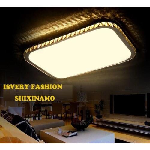 SHIXINMAO LED Crystal Apple 6 new living room ceiling rectangular bedroom study stainless steel crystal ceiling lamp