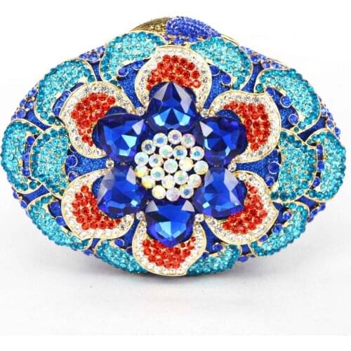 Blue Luxury Crystal Evening Bag Party Purse