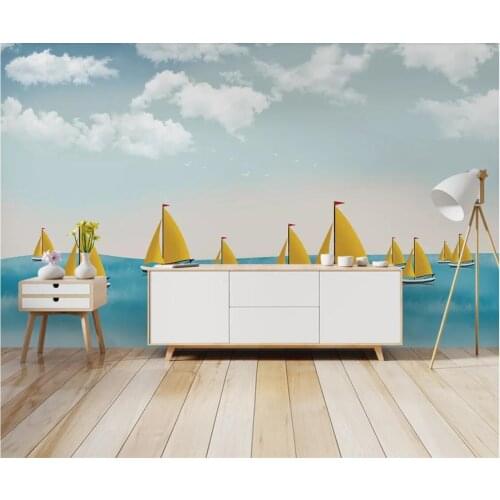 Nordic Gold SailBoat Wallpaper Creative Kids Bedroom 3D Mural Contact Paper 3d Photo Abstract Wall Paper Wall Decor Custom