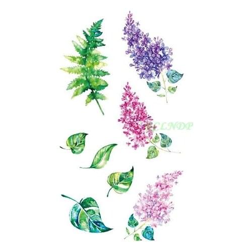 Waterproof Temporary Tattoo red and blue lavender leaf tree tatto stickers flash tatoo fake tattoos for girl women lady