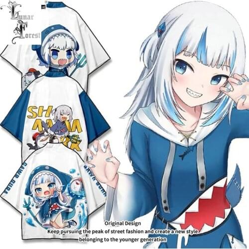 VTuber Gawr gura Printing Japanese Kimono Haori Yukata Women/Men Fashion Summer Casual Cool Short Sleeve Streetwear