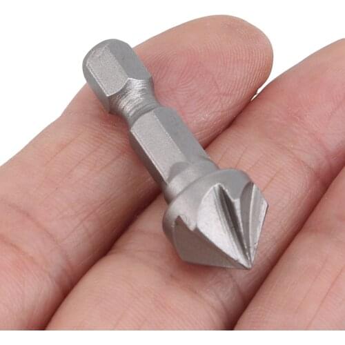 1PC 6 Flute 90 Degree Countersink Drill Chamfer Bit Cutter 1/4" Hex Shank Deburring Drilling Bevel Cutting Remove Burr Tools