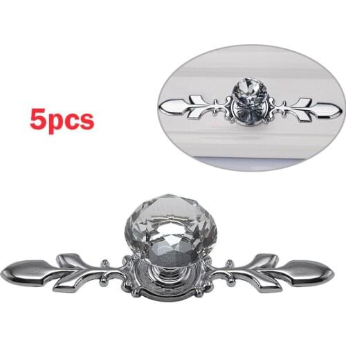 5pc Diamond Shape Crystal Glass Cabinet Handle Cupboard Closet Chest Drawer Pull Knobs Pull DIY Hardware Door Handles Home Decor