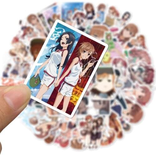 50pcs/lot Anime A Certain Scientific Railgun Stickers Car Laptop Skateboard Backpack Suitcase Guitar Waterproof Decoration