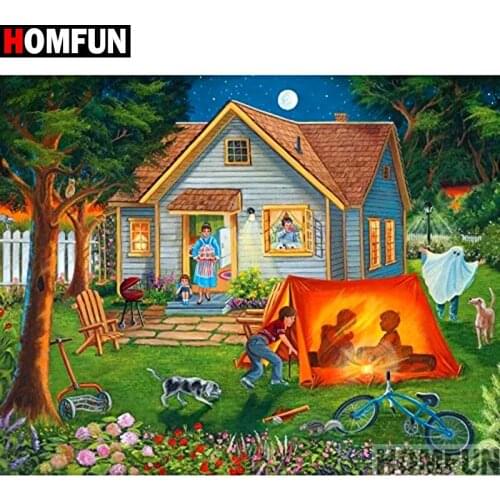 HOMFUN Full Square/Round Drill 5D DIY Diamond Painting "House character" 3D Embroidery Cross Stitch 5D Home Decor A13146