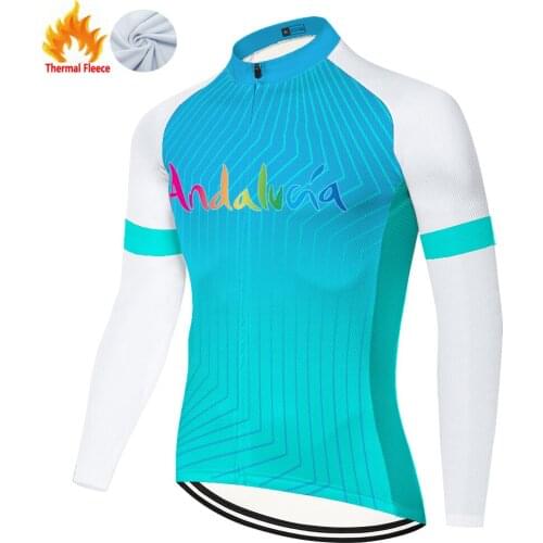 Andalucia Winter Thermal Fleece Mallots Masculina Cyclisme Pro 2021 Maillot Hombre Camiseta Ciclismo Masculino Camisa Ciclismo