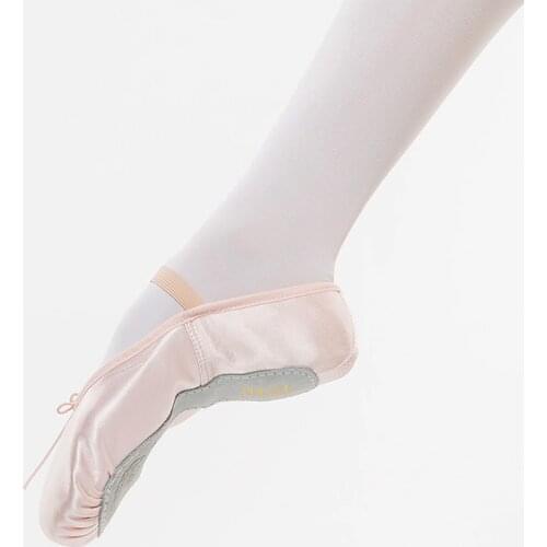 Sansha Kids Satin Ballet Soft Shoes Leather Full-sole Beginner Ballet Flat Dance Slipper For Young Students Children NO.4S