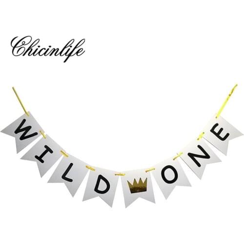 Chicinlife 1set Wild One paper Garland Baby Bunting Happy Birthday Party Decor Banner Baby Shower Decoration supplies