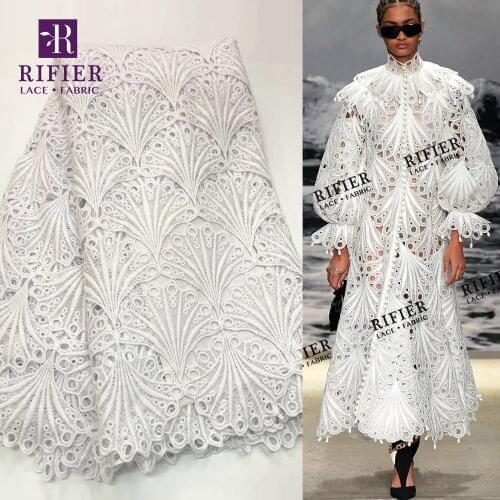 Pure White Dry Lace Swiss Voile In Switzerland Cord Lace Cotton Fabrics African Nigerian Embroidery Wedding Dresses Cord Fabrics