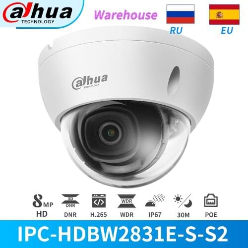 Dahua IP Camera 8MP 4KHD IR Mini Dome PoE IPC-HDBW2831E-S-S2 Build-in SD Card Slot IVS Motion Detection IP67 CCTV Security Onvif