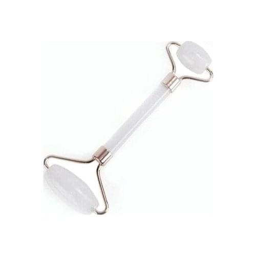 Dermaroller 2 Jade Stone Double Sided Skin Facial Massage Care Tool White