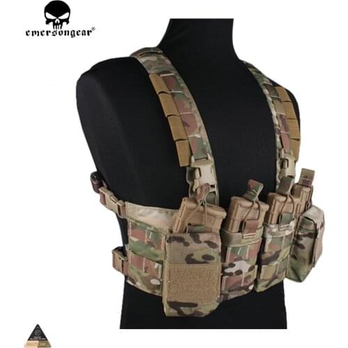 EMERSONGEAR Easy Chest Rig Vest Tactical Combat Recon Vest with Magazine Pouch Airsoft Hunting Paintball Vest Multicam EM7450