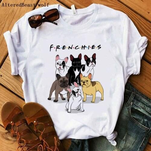 FRENCHIES women summer 2019 t shirt pug French Bulldog women vogue print casual tops female short sleeve o neck harajuku t shirt