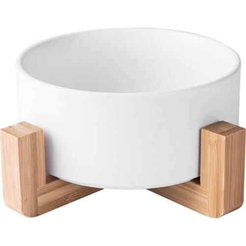 Plant Pot Planter Bowl With Stand Shallow Ceramic Flowerpot Succulent Garden Medieval White Modern Medieval Bamboo Wood Bracket
