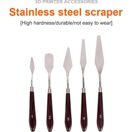 5 Pcs 3D Print Removal Tools with Natural Sturdy Wooden Handle Tool Kit for 3D Printer Spatula Palette Knife