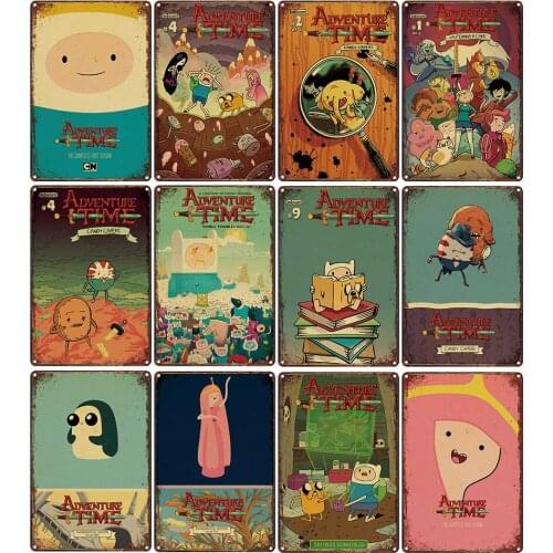 ADVENTURE TIME Metal Poster Plaque Metal Vintage Classic Movie Metal Tin Sign Wall Decor for Bar Iron Painting