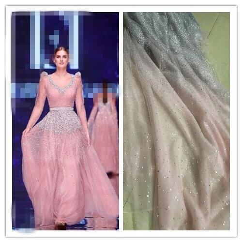 Nigerian Lace Fabric with glued glitter best selling african Lace Fabric L-126811 with glitter