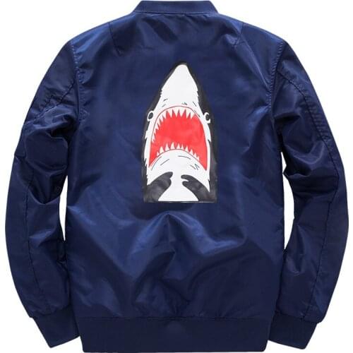 Ma1 Bomber thick Jacket winter jackets Pilot Outerwear Men Army Green Shark print Merch Flight Coat Streetwear printed