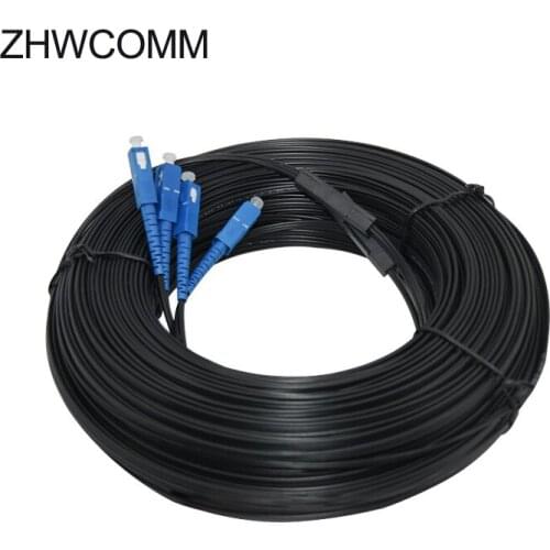 ZHWCOMM 500M Outdoor Fiber Optic Drop SC Singlemode Duplex Cable Patch Cord SC UPC 2 Core 3steel wire Drop Cable Patch Cord