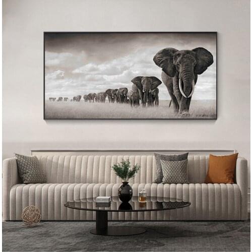 Cuadros Wall Art Pictures For Living Room Black Africa Elephants Wild Animals Canvas Painting Scandinavia s and Prints
