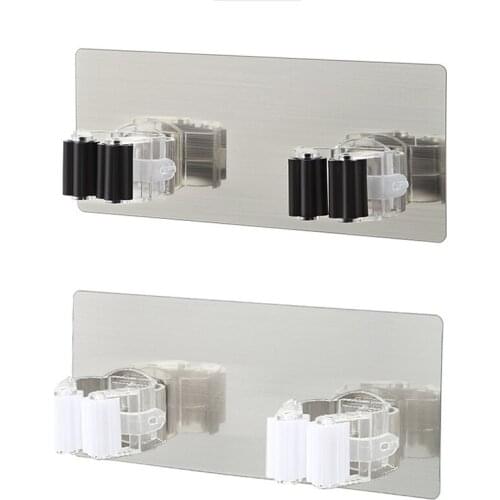 Wall Mop Holder Hook Bathroom Kitchen Organizer Broom Hanger Storage Rack Mounted Accessory Hanging Rails Cleaning Tools Supply