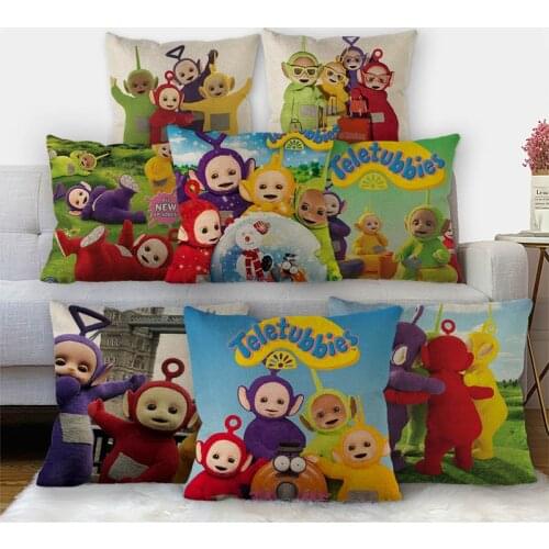Custom Teletubbies Pillowcase High Quality Home Textile Cotton Linen Fabric 45x45cm One Side Decoration Pillow Cover New 11-17