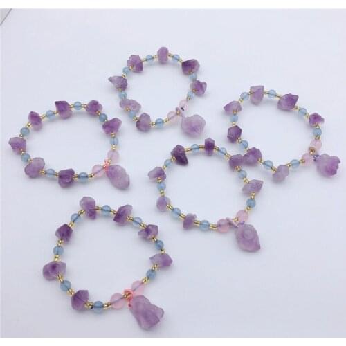 New natural purple irregular stone bracelet elastic rope