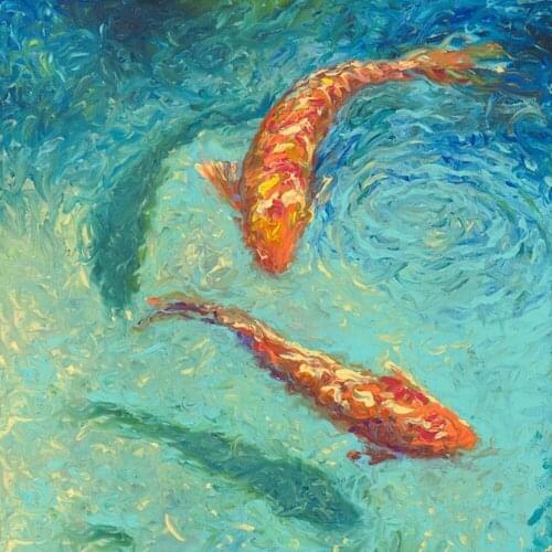 Wholesale Price High Quality Hand Painted Abstract Animals Carp Oil Painting On Canvas Abstract Fish Paintings On Canvas