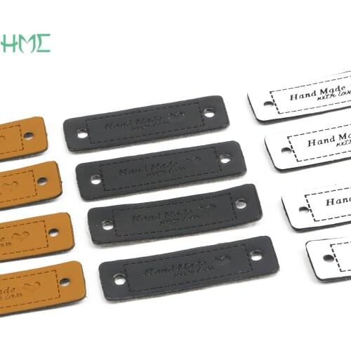 Wholesale 24pcs Handmade Labels for Clothes Garment PU Leather Hand Made Tags Jeans Bags Shoes Accessories Jewelry Making
