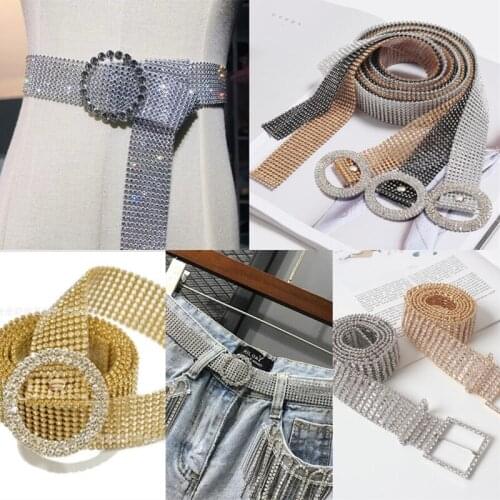 Popular Shiny FemaleS Belt Rhinestone Waist Chain Fashion Waistband Full Crystal Diamond Diy Party Dress Trousers Jeans Girdle