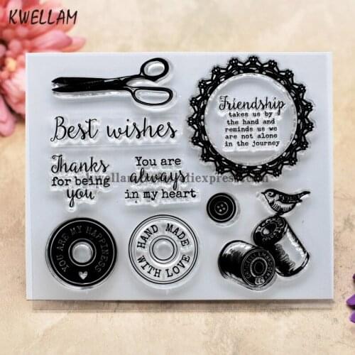 Best wishes Thanks HAND MADE WITH LOVE Scrapbook DIY photo cards rubber stamp clear stamp transparent stamp 12x10.5cm KW7110818
