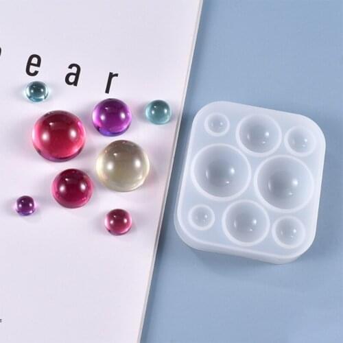 Crystal Epoxy Resin Mold Half Ball Beads Oblate Cabochon Pendant Silicone Mould DIY Crafts Jewelry Casting Tool W0YA